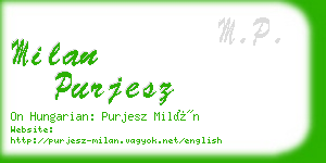 milan purjesz business card